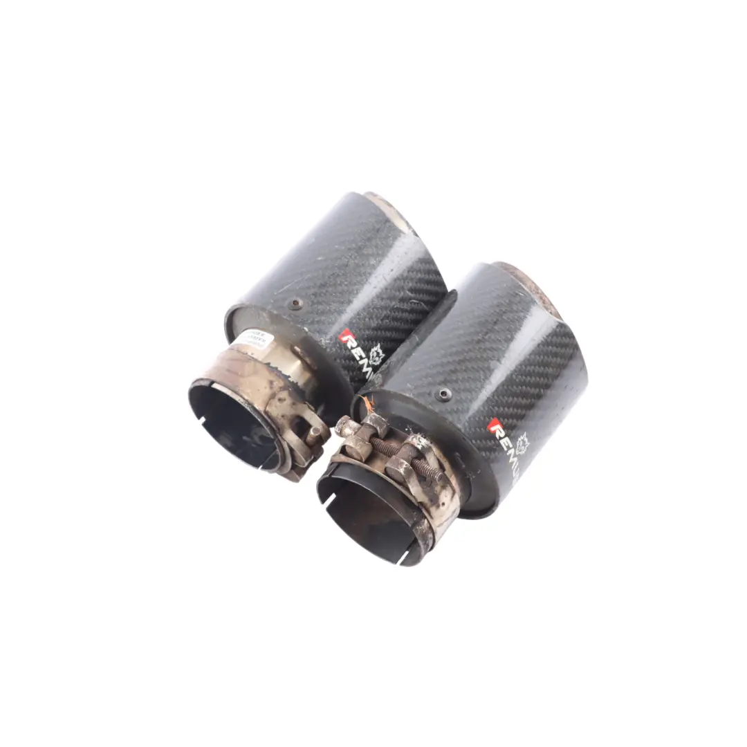 BMW F20 F21 Remus Exhaust Tips Muffler Pipe Tip Black Carbon Set M140i - SKU REMUS-F21-M140I - Part number REMUS-F21-M140I