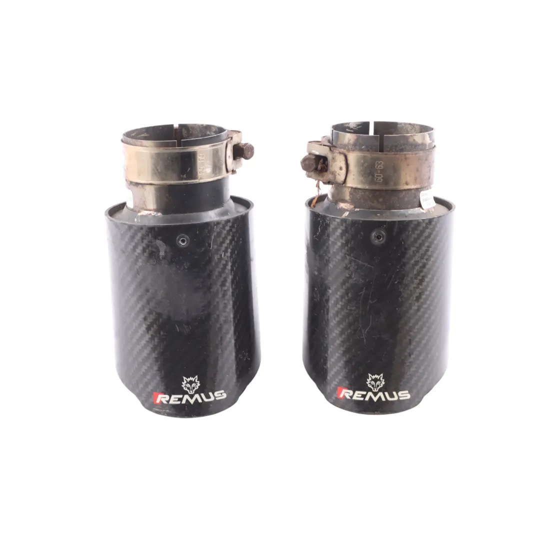 BMW F20 F21 Remus Exhaust Tips Muffler Pipe Tip Black Carbon Set M140i - SKU REMUS-F21-M140I - Part number REMUS-F21-M140I