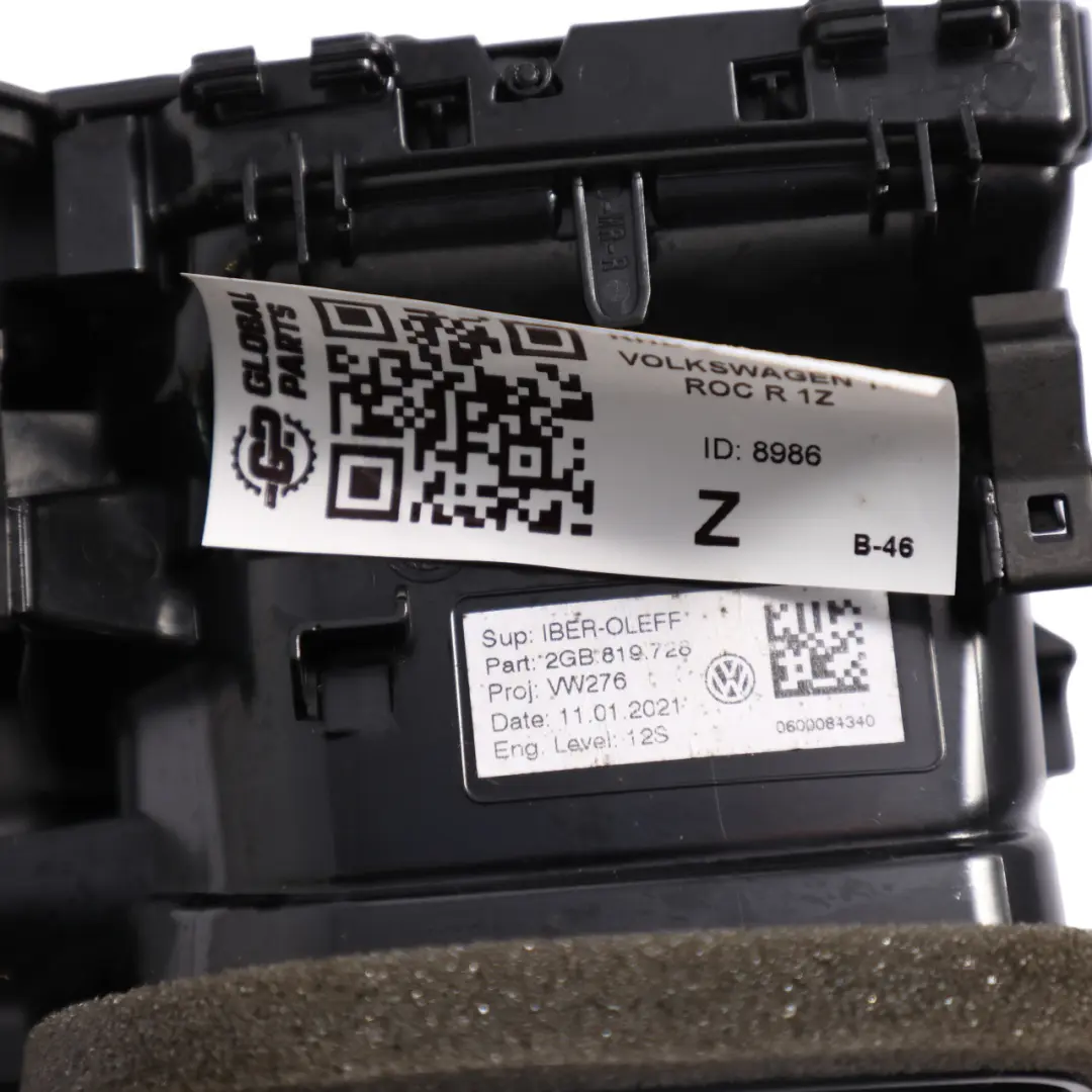 Volkswagen T-Roc Dashboard Air Vent Grill Black Centre Right O/S - SKU RHD-2GB819728 - Part number 2GB819728