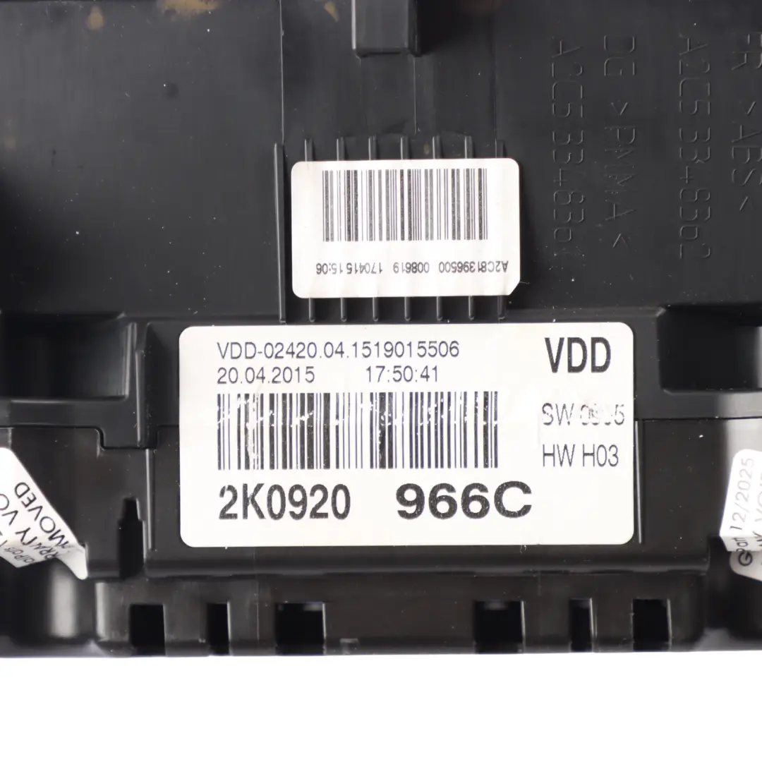 2K Instrument Cluster Speedometer Diesel Automatic to Volkswagen Caddy with Part number 2K0920966C Volkswagen Caddy 2K Instrument Cluster Speedometer Diesel Automatic - SKU RHD-2K0920966C - Part number 2K0920966C