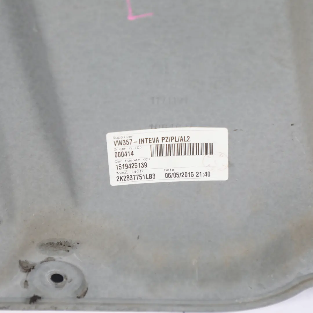 Volkswagen Caddy 2K Door Window Lifter Mechanism Front Left N/S 2K2837751 - SKU RHD-2K2837751L - Part number 2K2837751L