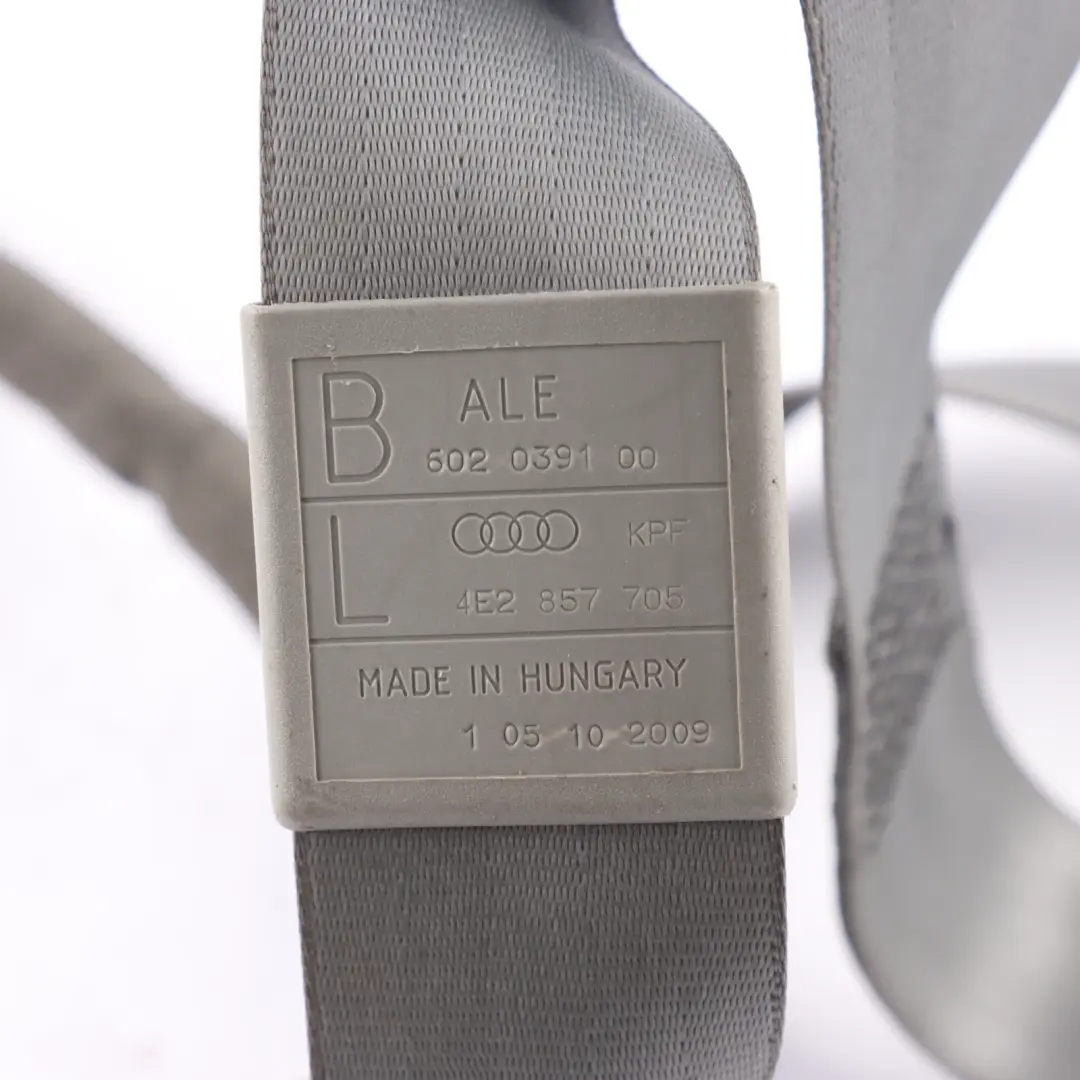 Audi A8 S8 D3 Seat Belt Front Left N/S Upper Seatbelt Grey - SKU RHD-4E2857705 - Part number 4E2857705