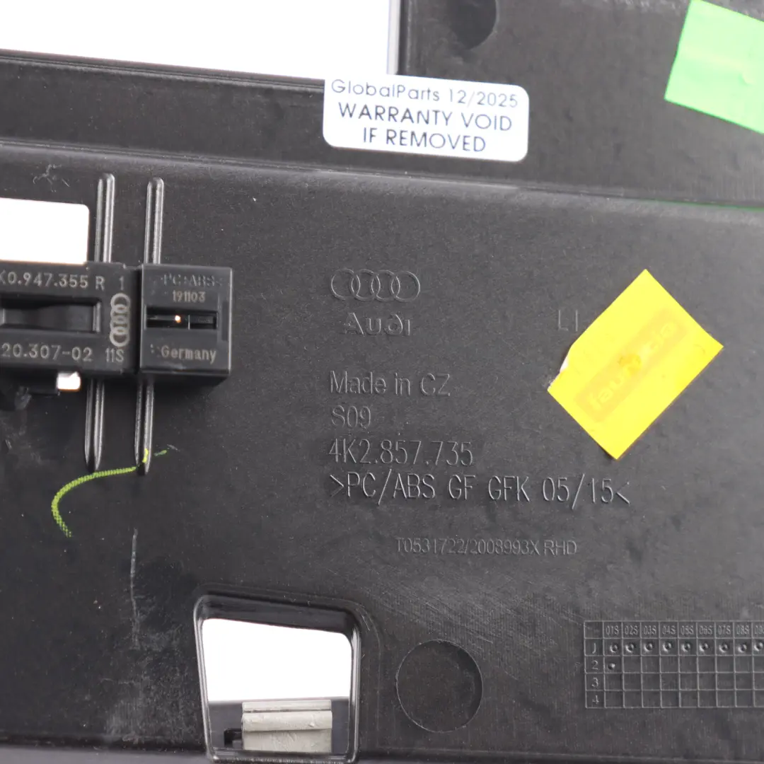 Audi A6 C8 Dashboard Trim Light Carrier Mount Bracket Left N/S - SKU RHD-4K2857735 - Part number 4K2857735