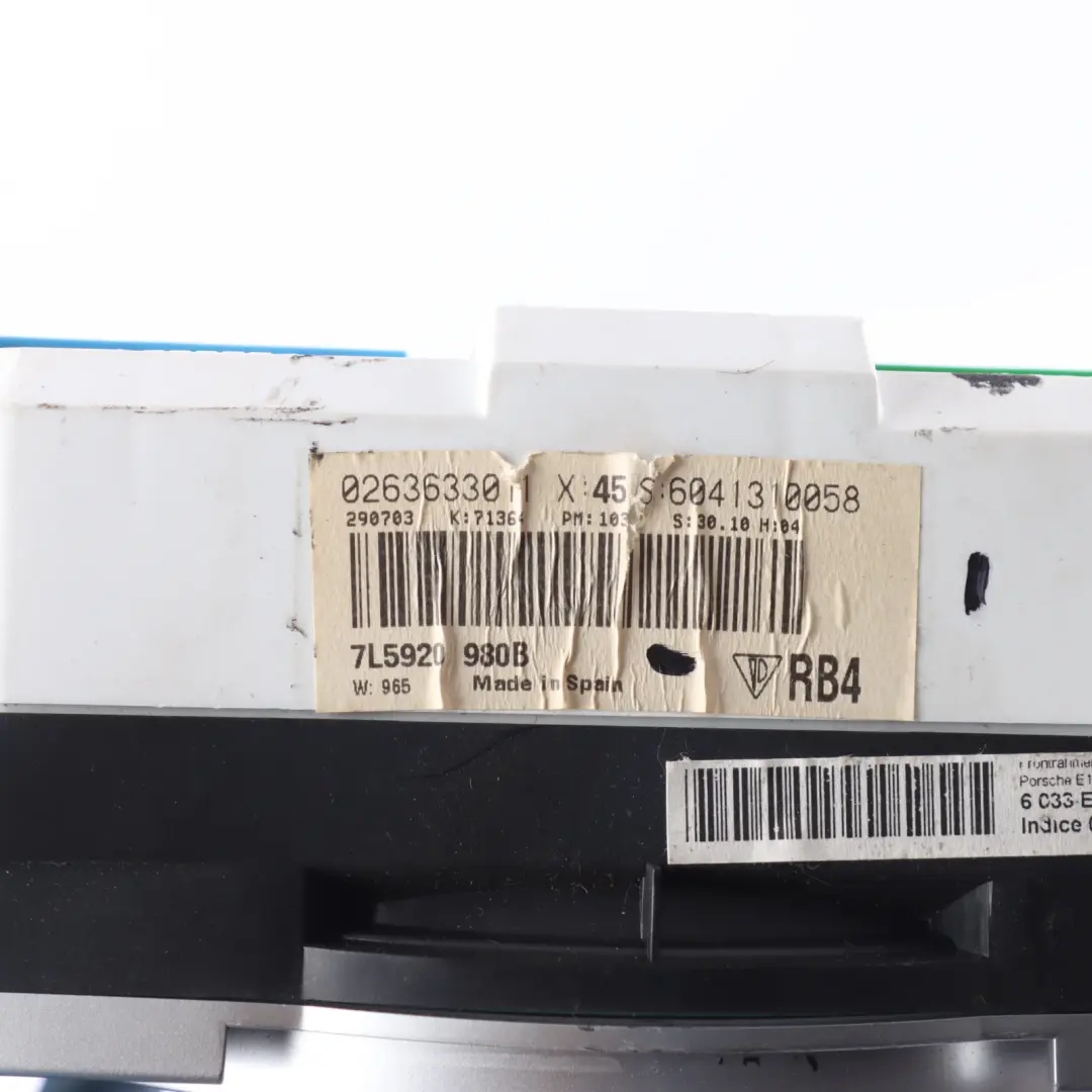 Porsche Cayenne 9PA 955 nstrument Cluster Speedo 4.5 Turbo Automatic - SKU RHD-7L5920980B - Part number 7L5920980B