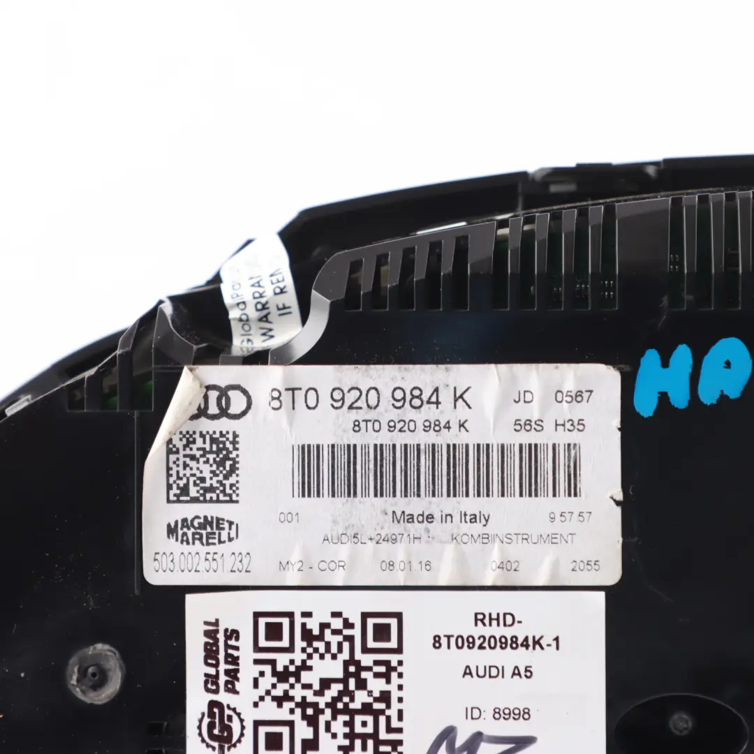 Instrument Cluster Diesel Speedo Clocks Meter Manual to Audi A5 8T with Part number 8T0920984K Audi A5 8T Instrument Cluster Diesel Speedo Clocks Meter Manual - SKU RHD-8T0920984K-1 - Part number 8T0920984K