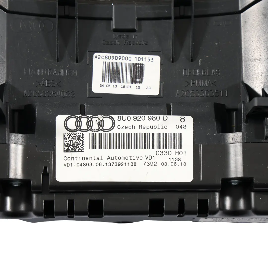 Instrument Cluster Speedometer Clocks Automatic Petrol to Audi Q3 8U with Part number 8U0920980D Audi Q3 8U Instrument Cluster Speedometer Clocks Automatic Petrol - SKU RHD-8U0920980D - Part number 8U0920980D