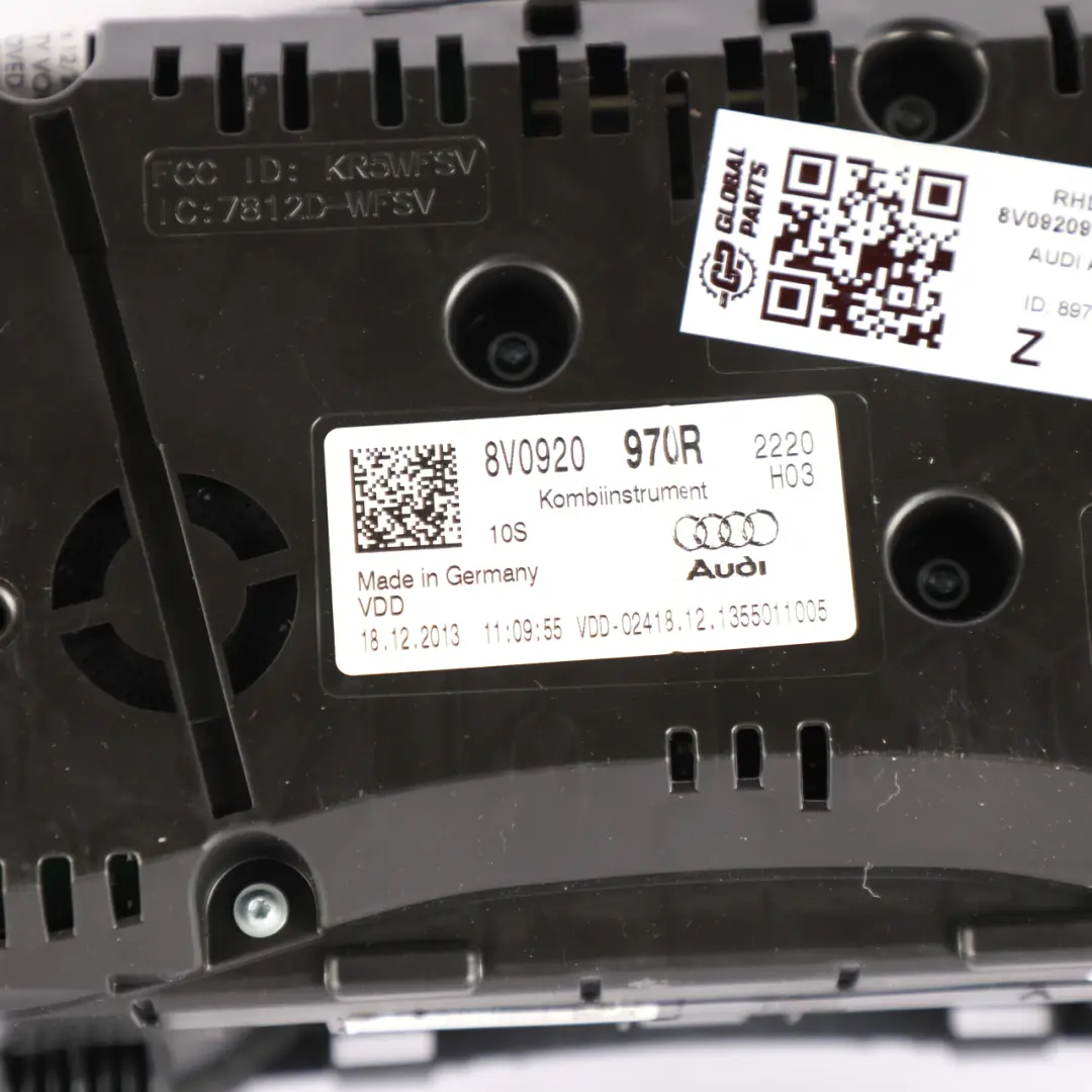 Audi A3 8V Instrument Cluster Speedometer Clock Manual Gearbox Petrol - SKU RHD-8V0920970R-1 - Part number 8V0920970R