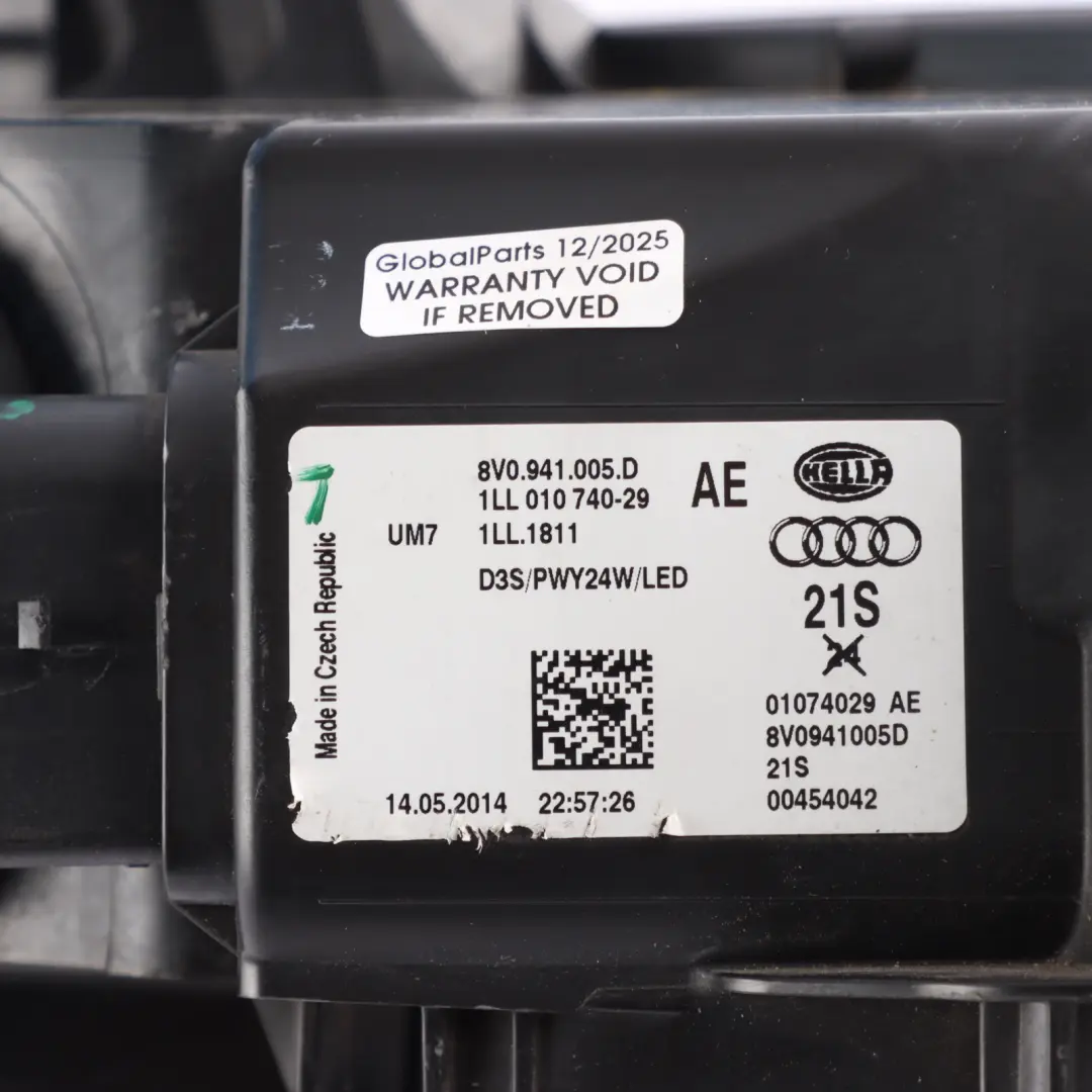 Audi A3 S3 8V Headlight Headlamp Light Lamp Front Left N/S - SKU RHD-8V0941005D - Part number 8V0941005D