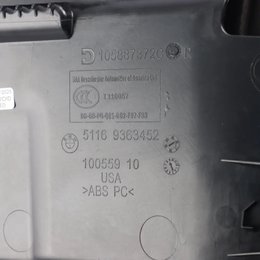 BMW X4M F98 G02 X3 G01 Glove Box Dashboard Left N/S Storage Box Black - SKU RHD-9363452 - Part number 9363452