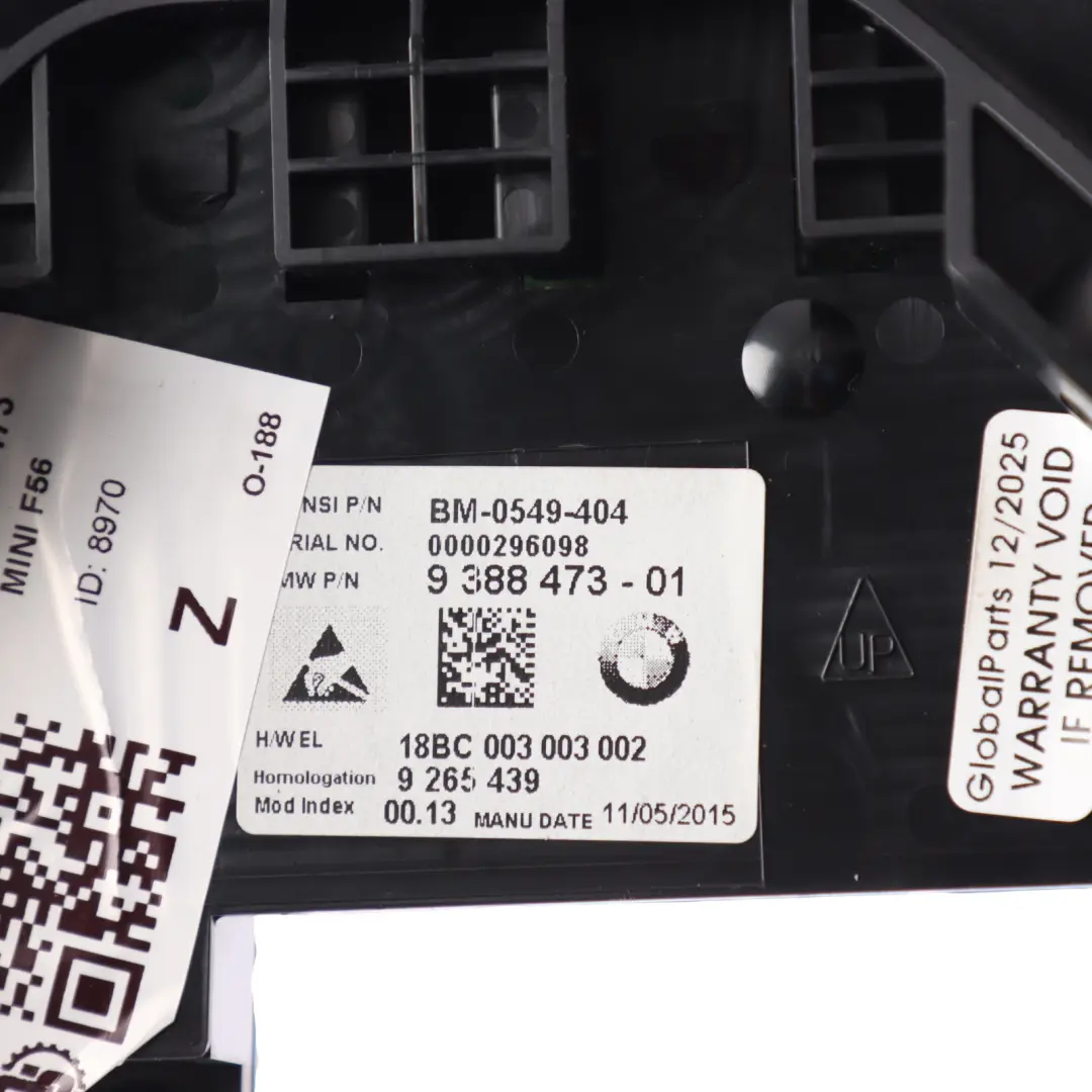 Speedometer Speedo Clock Instrument Cluster Manual to Mini Cooper D F55 F56 with Part number 9388473 Mini Cooper D F55 F56 Speedometer Speedo Clock Instrument Cluster Manual - SKU RHD-9388473 - Part number 9388473