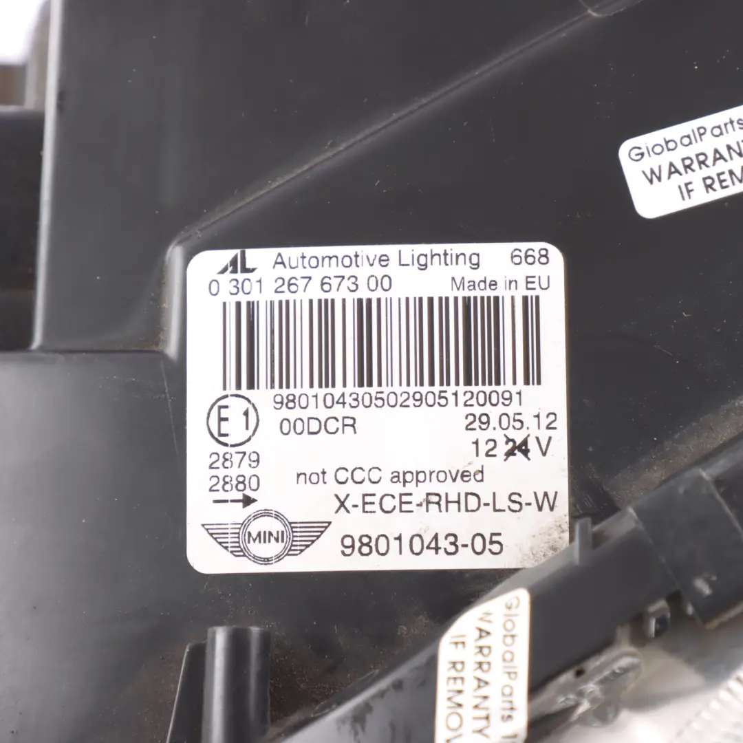  Headlight Lamp Mini Cooper R60 R61 Bi-Xenon Light Headlamp Left N/S 9801043 - SKU rhd-9801043 - Part number 9807481
