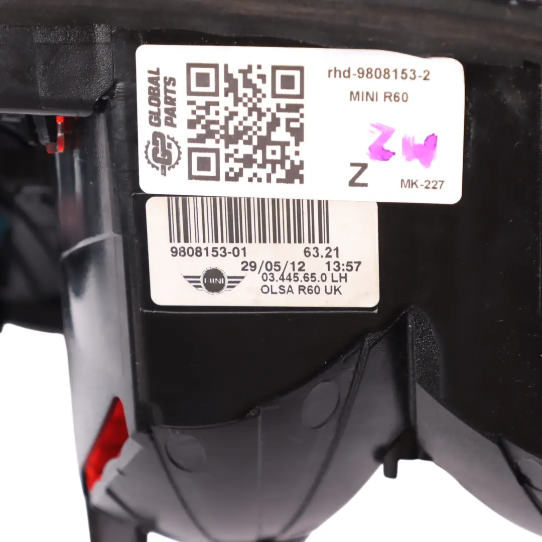 Lamp Light Mini R60 Countryman Left N/S Side Tail Taillight to Rear with Part number 9808153 Rear Lamp Light Mini R60 Countryman Left N/S Side Tail Taillight - SKU rhd-9808153-2 - Part number 9808153