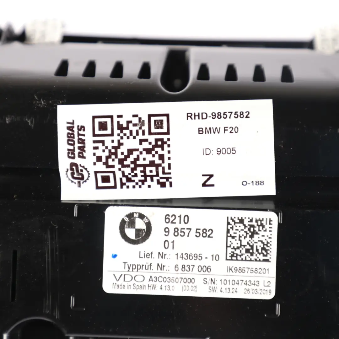 BMW F20 F21 Instrument Cluster Speedo Speedometer Extended Scope - SKU RHD-9857582 - Part number 9857582