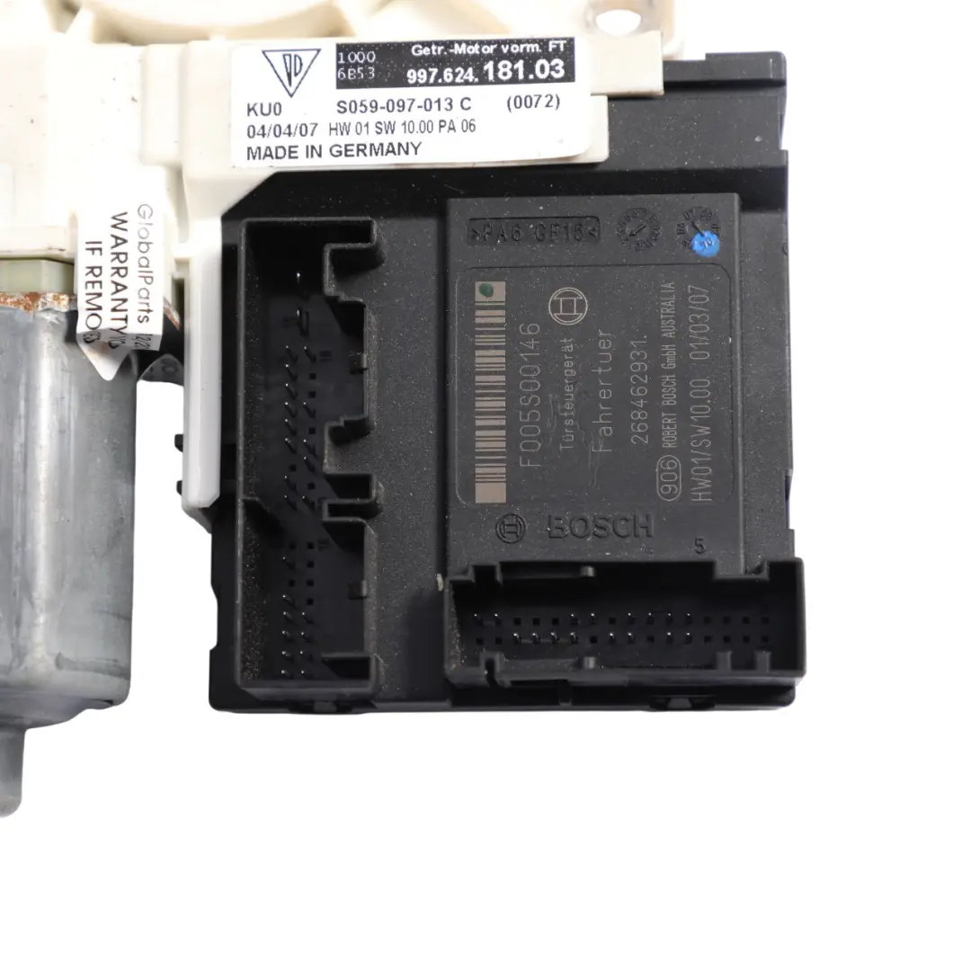 Porsche Cayman 987C Front Window Lifter Motor Unit Driver's Side - SKU 99762418102 - Part number 99762418103