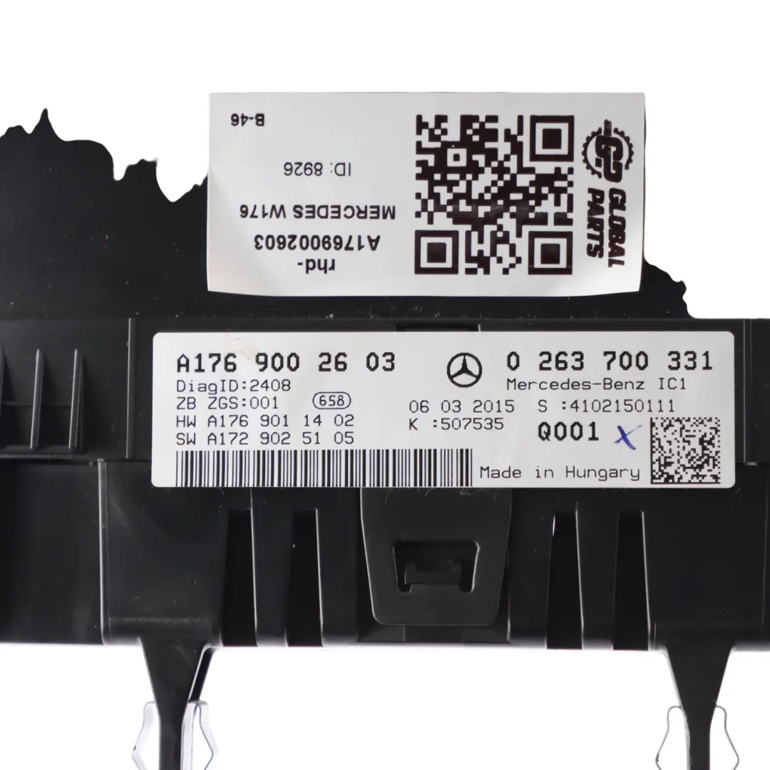 Mercedes W176 Diesel Instrument Cluster Speedo Clocks Automatic - SKU RHD-A1769002603 - Part number A1769002603