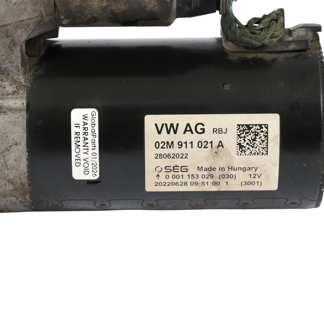 SEG Bosch Motor De Arranque para VW Volkswagen Crafter SY Transporter T6 con número de pieza 02M911021A VW Volkswagen Crafter SY Transporter T6 SEG Bosch Motor De Arranque - SKU 02M911021A - Número de pieza 02M911021A