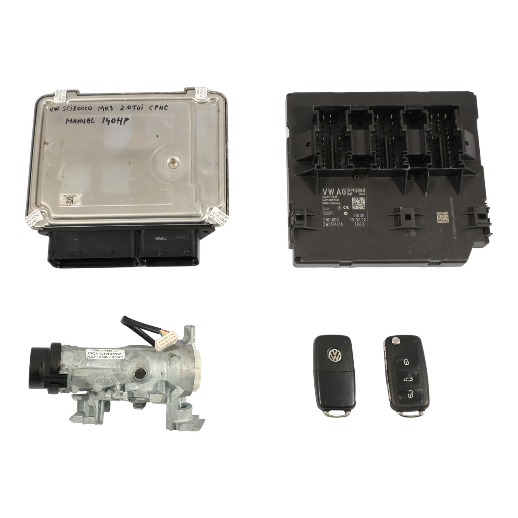 Cfhc Engine Volkswagen Scirocco Mk3 2.0 TDI 140HP CFHC Engine ECU Kit BCM 2 Key ...
