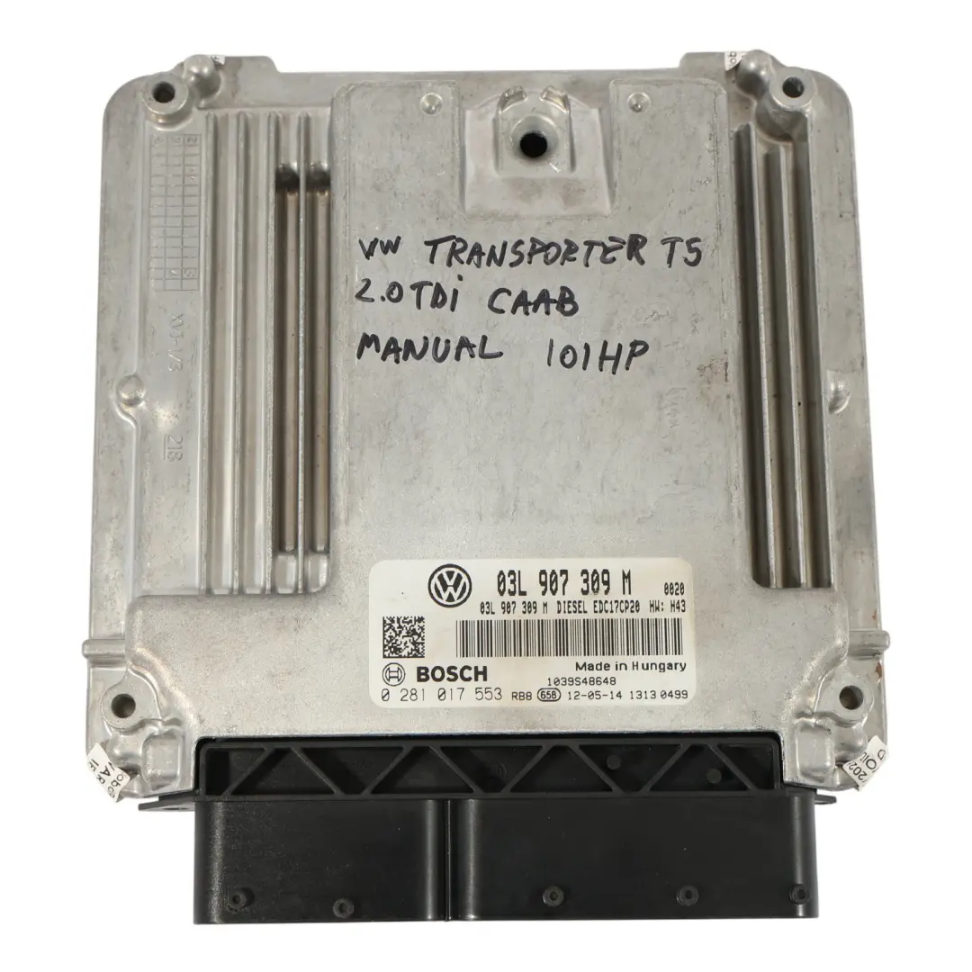 VW Transporter T5 2.0 TDI CAAB 102HP Komputer Silnika ECU - SKU 03L907309M - Numer Części 03L907309M