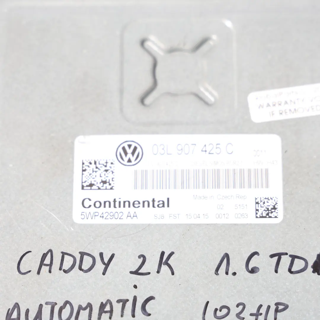 VW Caddy 2K Mk3 1.6 TDI CAYD 102HP Komputer Silnika ECU Zestaw - SKU 03L907425C-1 - Numer Części 03L907425C