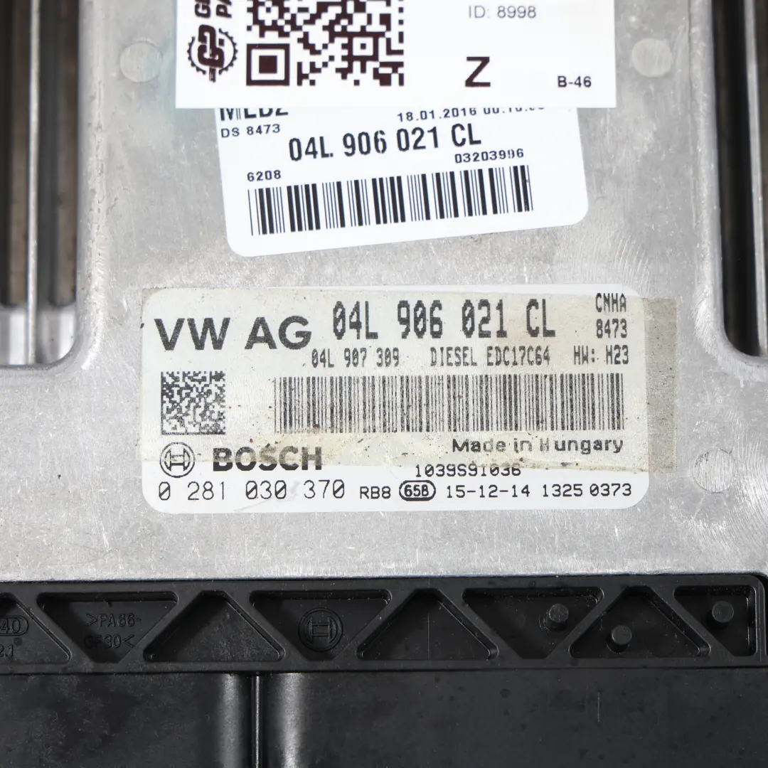 Audi A5 8T 2.0 TDI CNHA 190HP Kit Centralina Motore Chiave Manuale - SKU 04L906021CL-1 - Numero di parte 04L906021CL