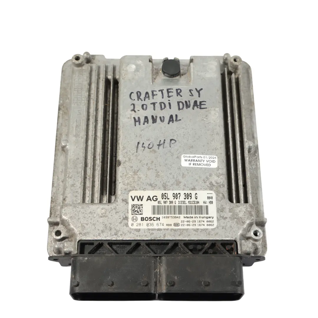 Volkswagen Crafter Mk2 2.0 TDI DNAE 140HP Engine ECU Kit 05L907309 Automatic - SKU 05L907309G - Part number 05L907309G