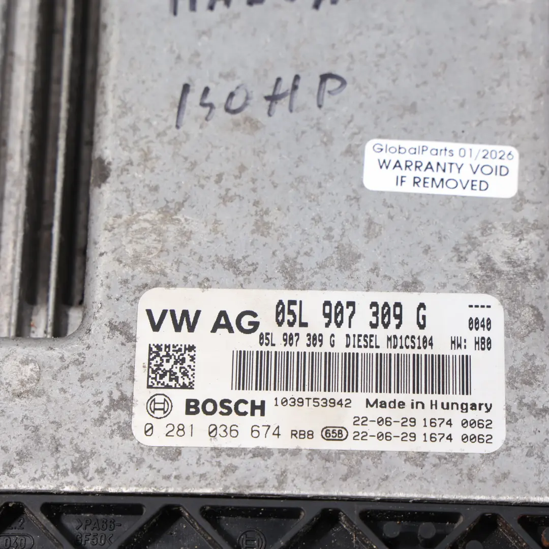 Volkswagen Crafter Mk2 2.0 TDI DNAE 140CH Kit ECU Moteur 05L907309 Automatique - SKU 05L907309G - Numéro de pièce 05L907309G
