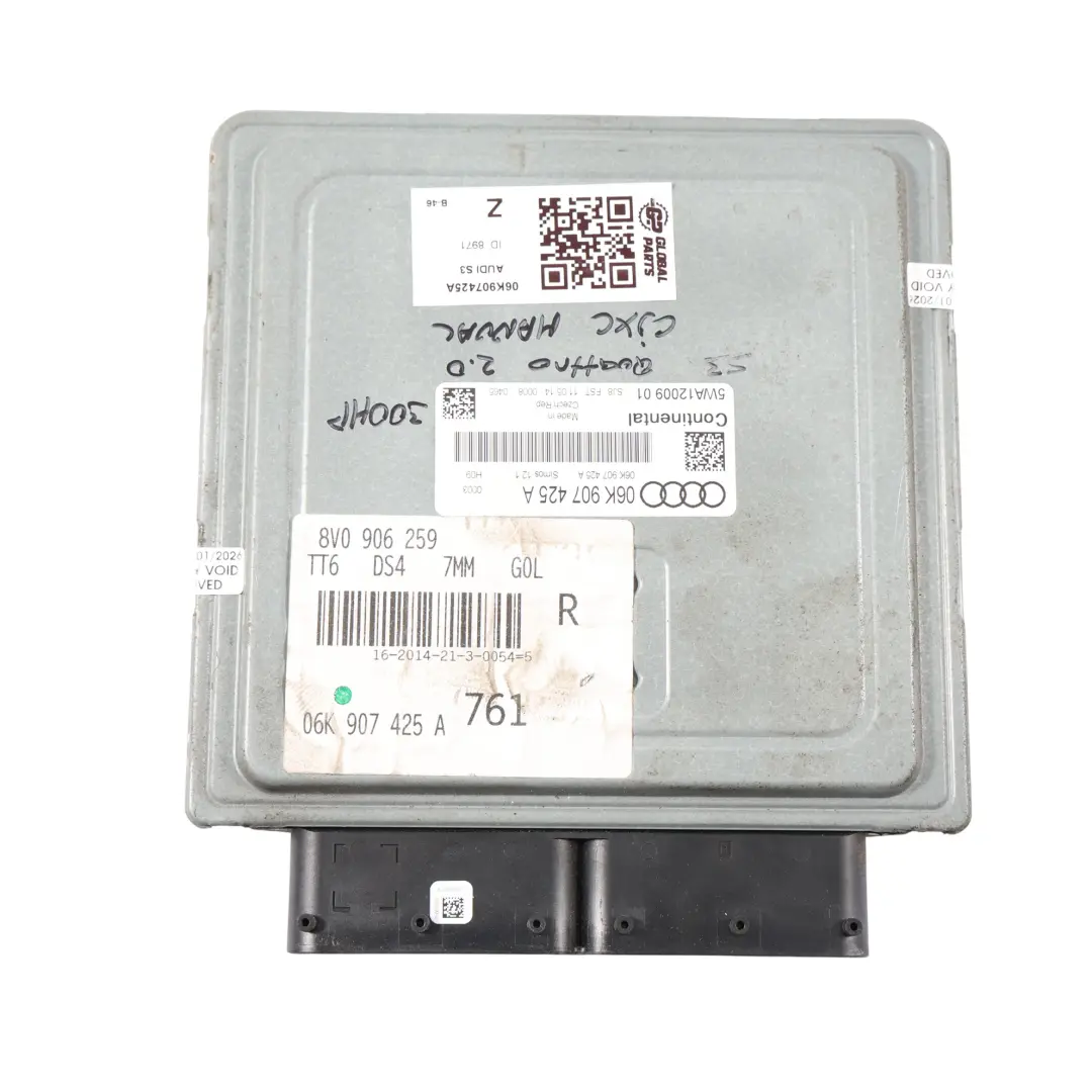 CJXC 300Ch Quattro Utilisation Calculateur Moteur pour Audi S3 8V 2.0 TFSI à propos du numéro de pièce 06K907425A Audi S3 8V 2.0 TFSI CJXC 300Ch Quattro Utilisation Calculateur Moteur - SKU 06K907425A - Numéro de pièce 06K907425A