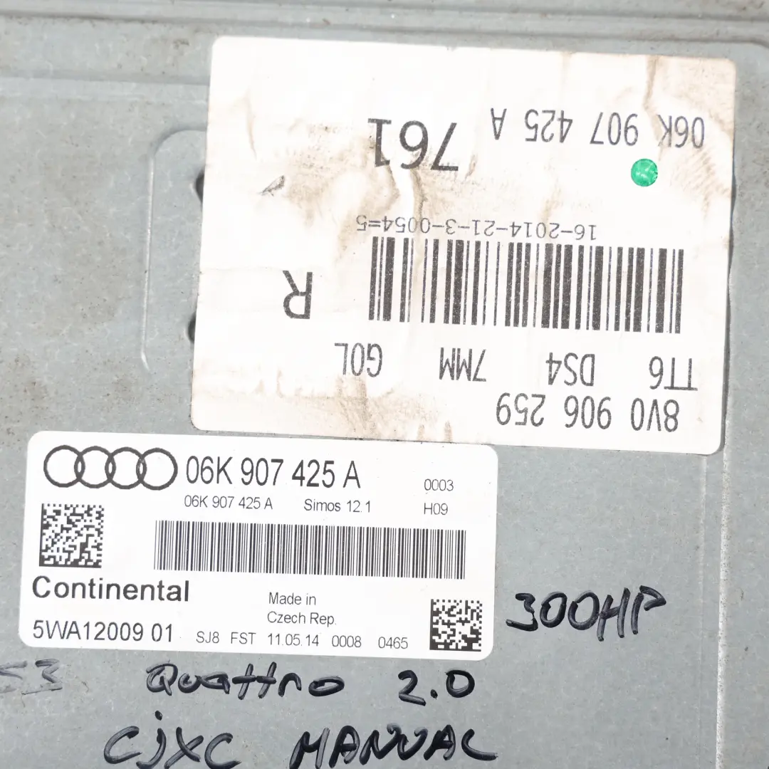 CJXC 300HP Quattro Motore Centralina Manuale per Audi S3 8V 2.0 TFSI con numero di parte 06K907425A Audi S3 8V 2.0 TFSI CJXC 300HP Quattro Motore Centralina Manuale - SKU 06K907425A - Numero di parte 06K907425A