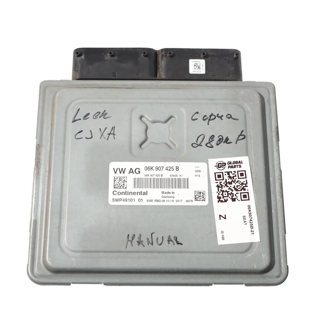 5F 2.0 TFSI CJXA 280HP Engine Control ECU Kit Manual to Seat Leon Cupra with Part number 06K907425B Seat Leon Cupra 5F 2.0 TFSI CJXA 280HP Engine Control ECU Kit Manual - SKU 06K907425B-21 - Part number 06K907425B