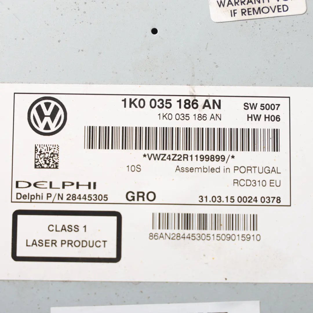 Volkswagen Caddy 2K Mk3 Autoradio Lecteur Multimédia - SKU 1K0035186AN - Numéro de pièce 1K0035186AN