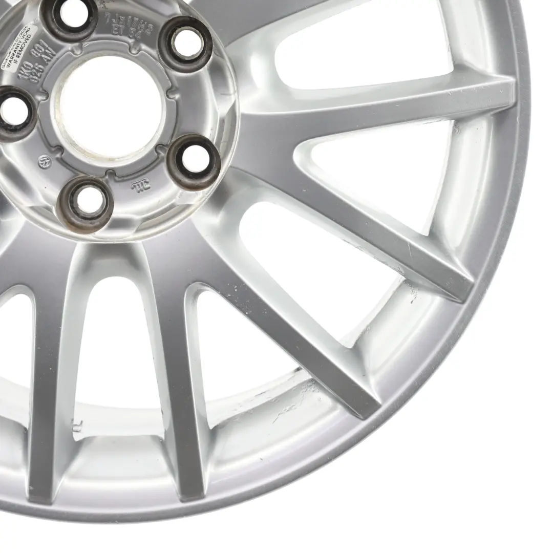 VW Volkswagen Golf Mk5 Mk6 Silberne Leicht Metall Felge 17" ET:54 7J - SKU 1K0601025AN-1 - Teilenummer 1K0601025AN