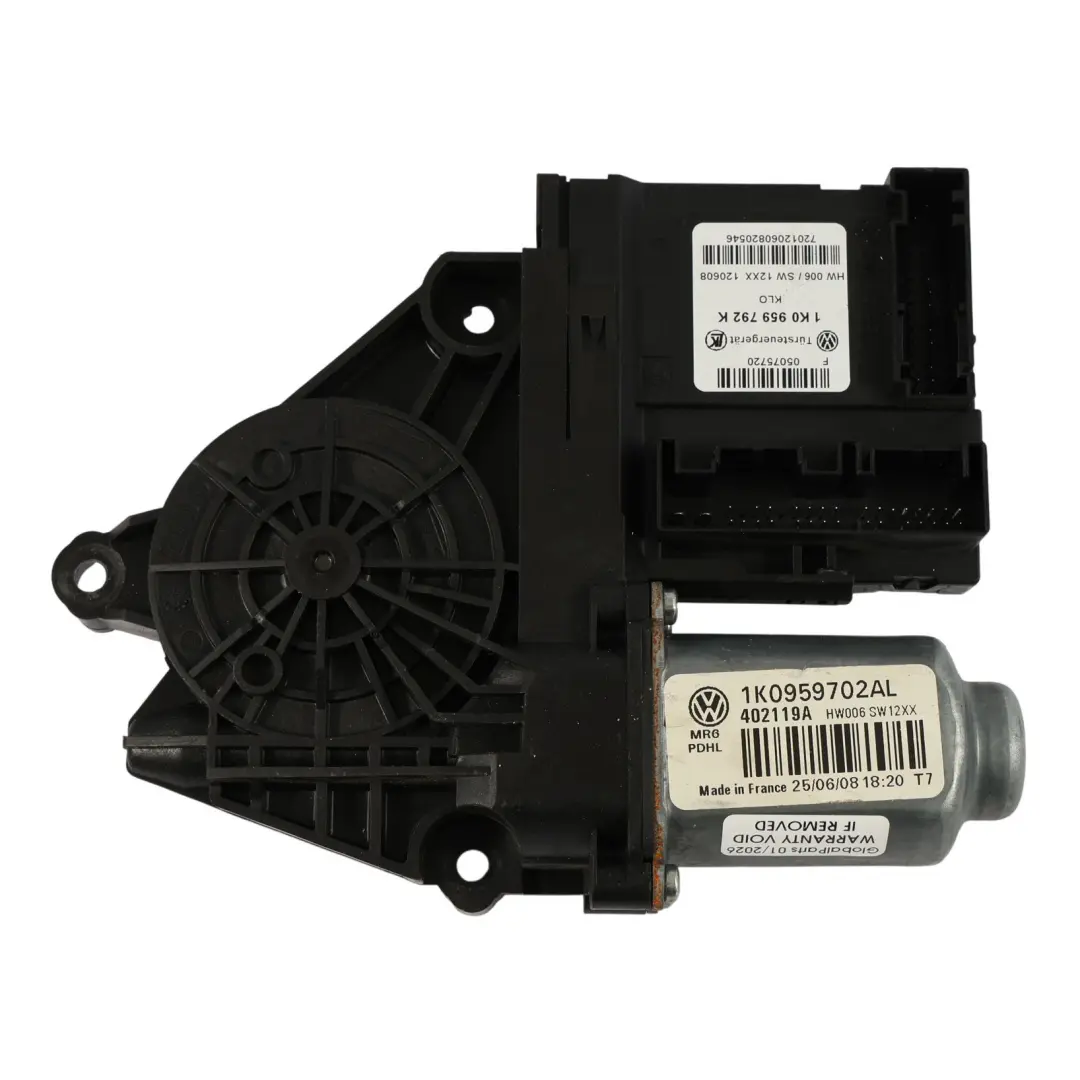 Window Lifter Motor Front Left N/S Mechanism to Volkswagen VW Golf VI with Part number 1K0959702AL Volkswagen VW Golf VI Window Lifter Motor Front Left N/S Mechanism - SKU RHD-1K0959702AL - Part number 1K0959702AL