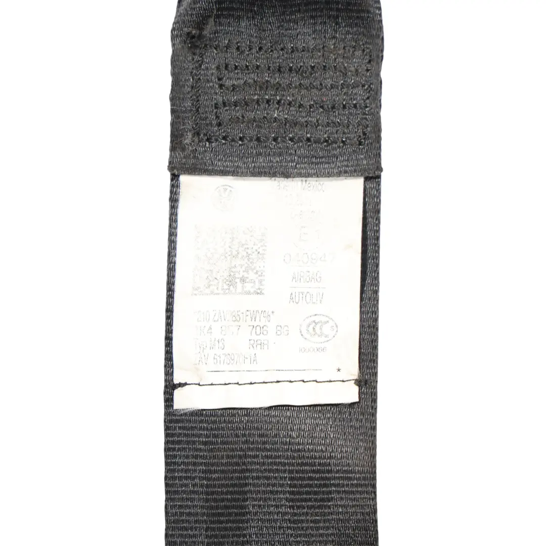 VW Golf Mk6 Variant Jetta Seat Belt Front Right O/S Seatbelt Black - SKU RHD-1K4857706BG - Part number 1K4857706BG