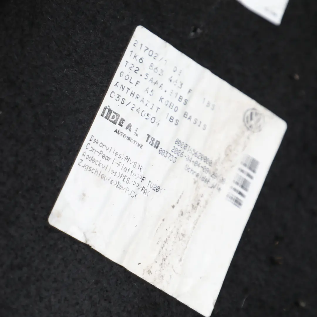 Volkswagen Golf Mk5 Boot Trunk Floor Panel Cover Spare Wheel Liner - SKU 1K6863463F - Part number 1K6863463F