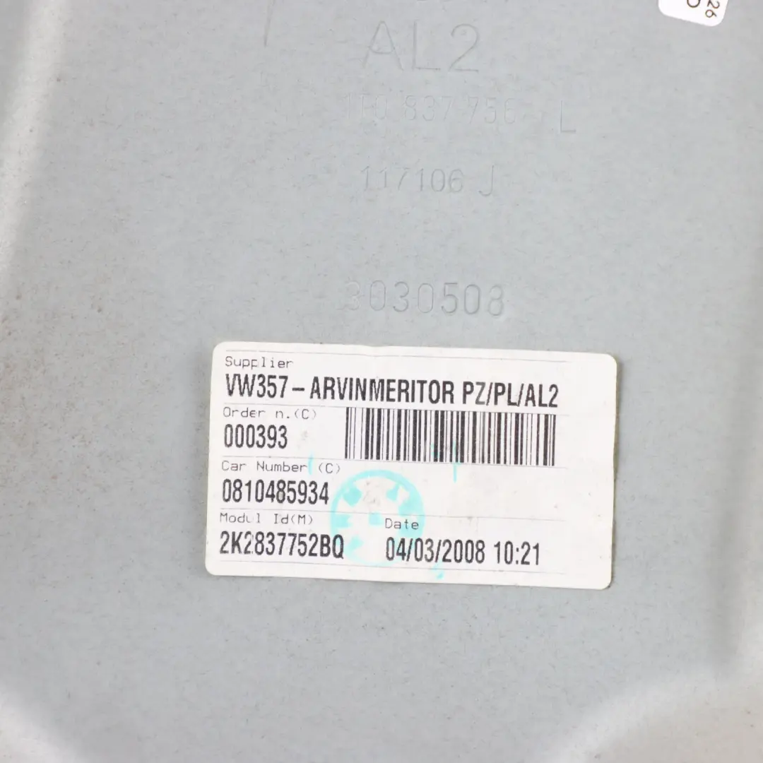 VW Caddy III 2K Window Lifter Front Door Right O/S Regulator 1T0837756L - SKU 1T083776L - Part number 1T083776L