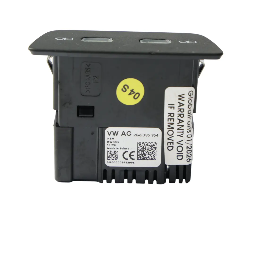 Mk8 Presa Di Corrente USB-C Doppia Posteriore per Volkswagen T-Roc Golf con numero di parte 2G6035954 Volkswagen T-Roc Golf Mk8 Presa Di Corrente USB-C Doppia Posteriore - SKU 2G6035954 - Numero di parte 2G6035954