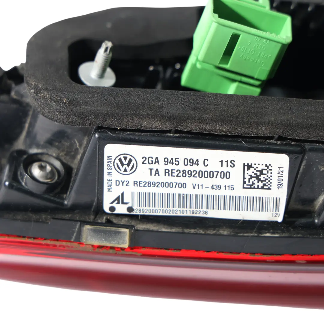 Volkswagen T-Roc A11 Tail Light Rear Lamp Inner Tinted Right O/S - SKU RHD-2GA945094C - Part number 2GA945094C