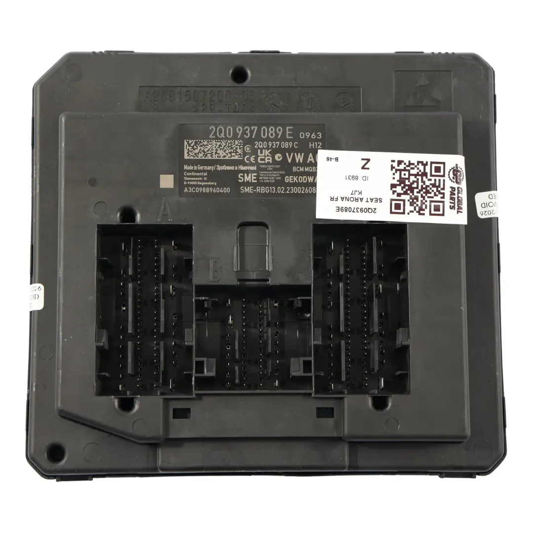 Unidad De Módulo De Control De Carrocería BCM para Seat Arona FR con número de pieza 2Q0937089E Seat Arona FR Unidad De Módulo De Control De Carrocería BCM - SKU 2Q0937089E - Número de pieza 2Q0937089E