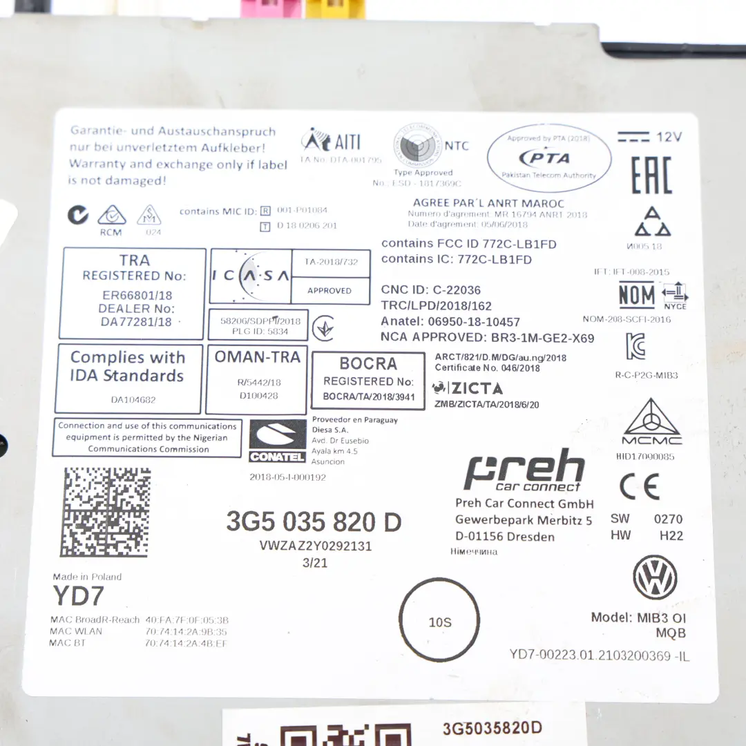 Radioodtwarzacz Czytnik Nawigacji Radio do VW Volkswagen T-Roc A11 o numerze 3G5035820D VW Volkswagen T-Roc A11 Radioodtwarzacz Czytnik Nawigacji Radio - SKU 3G5035820D - Numer Części 3G5035820D