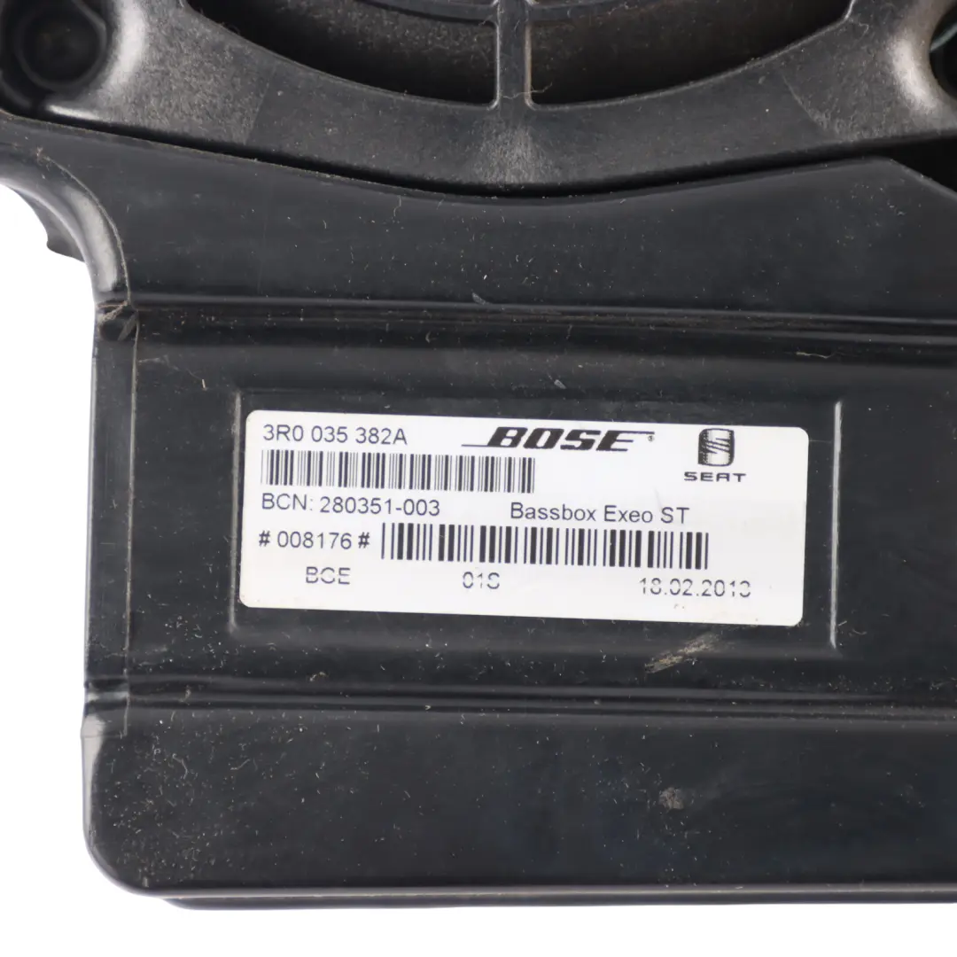 Bose Subwoofer Bass Speaker Amplifier Trunk to Seat Exeo Rear with Part number 3R0035382A Seat Exeo Rear Bose Subwoofer Bass Speaker Amplifier Trunk - SKU 3R0035382A - Part number 3R0035382A
