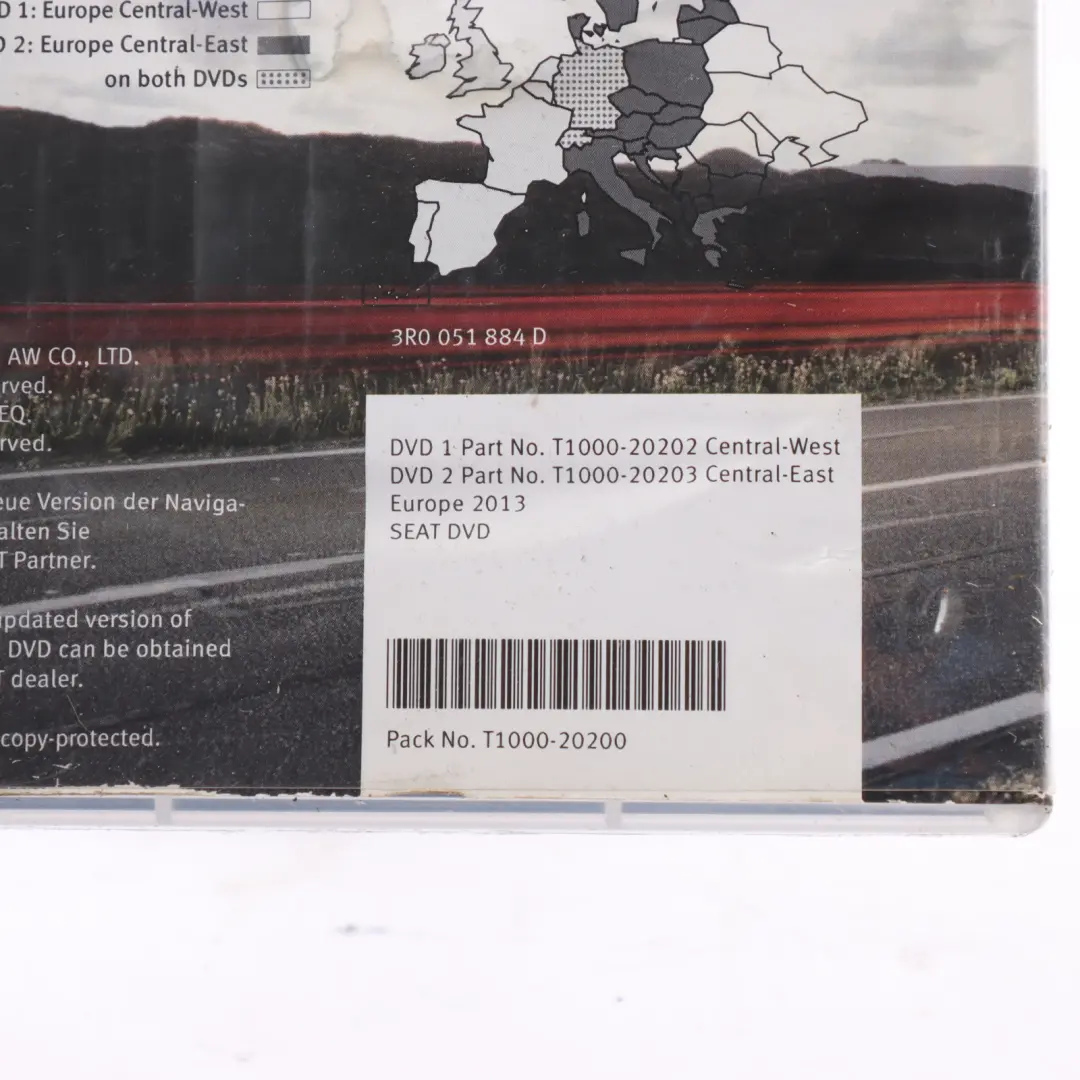 Seat Exeo 2013 Road Map Europe 2 DVD T1000-20200 Media System - SKU 3R0051884D - Part number 3R0051884D