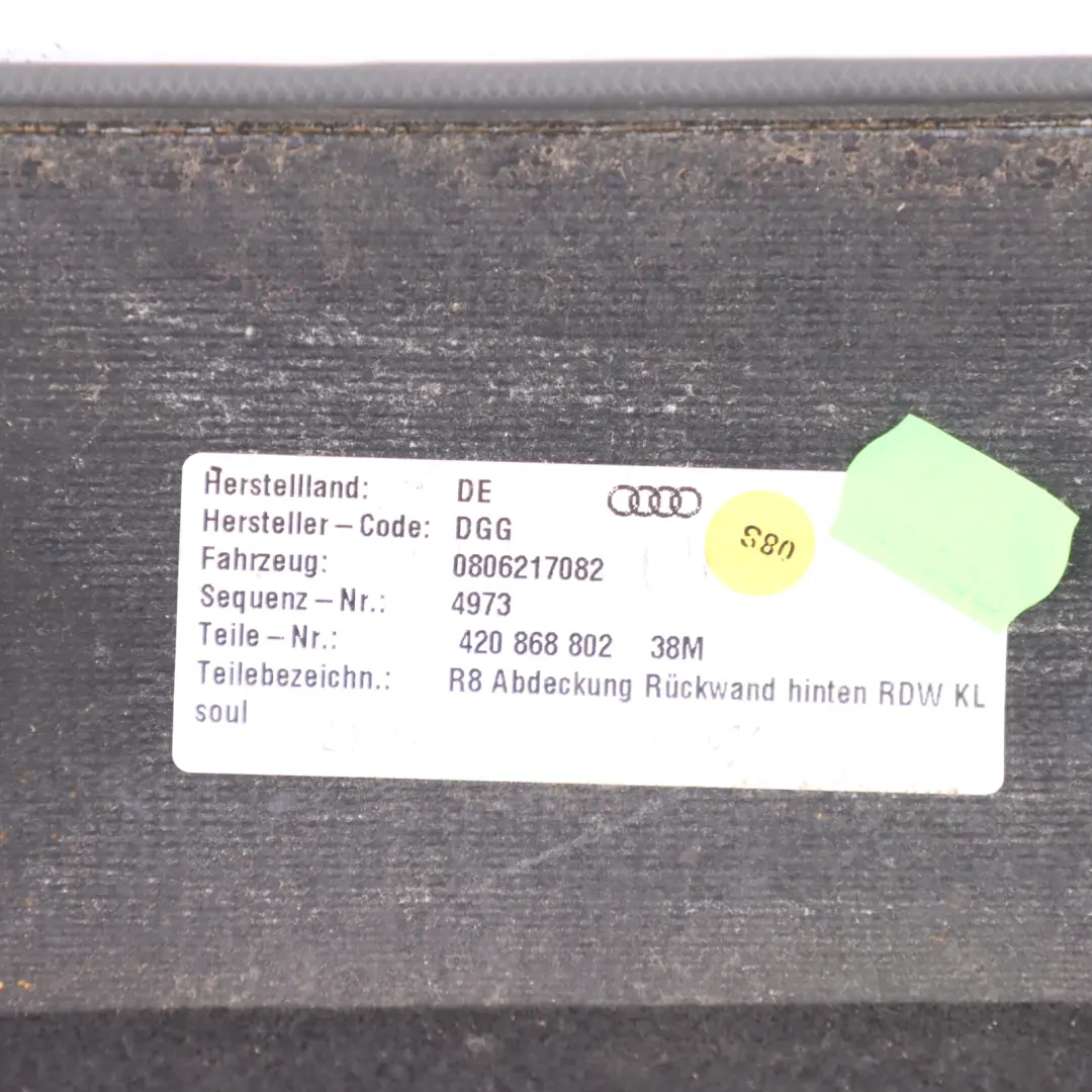 Audi R8 Gen 1 Rear Panel Cover Trim Interior Black - SKU 420868802 - Part number 420868802