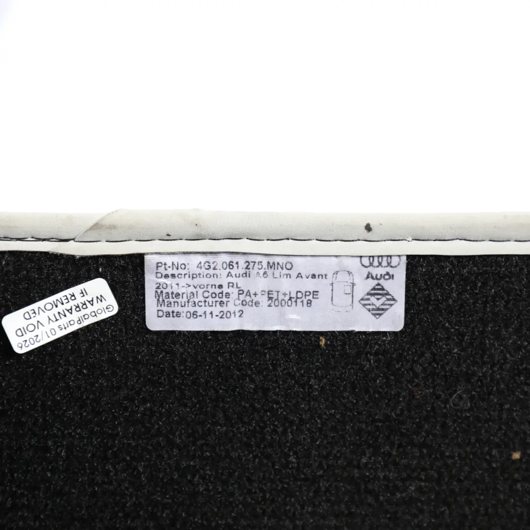 Floor Mats Carpet Cloth Fabric Cover Black SET X4 to Audi A6 C7 with Part number 4G2061275 Audi A6 C7 Floor Mats Carpet Cloth Fabric Cover Black SET X4 - SKU RHD-4G2061275 - Part number 4G2061275