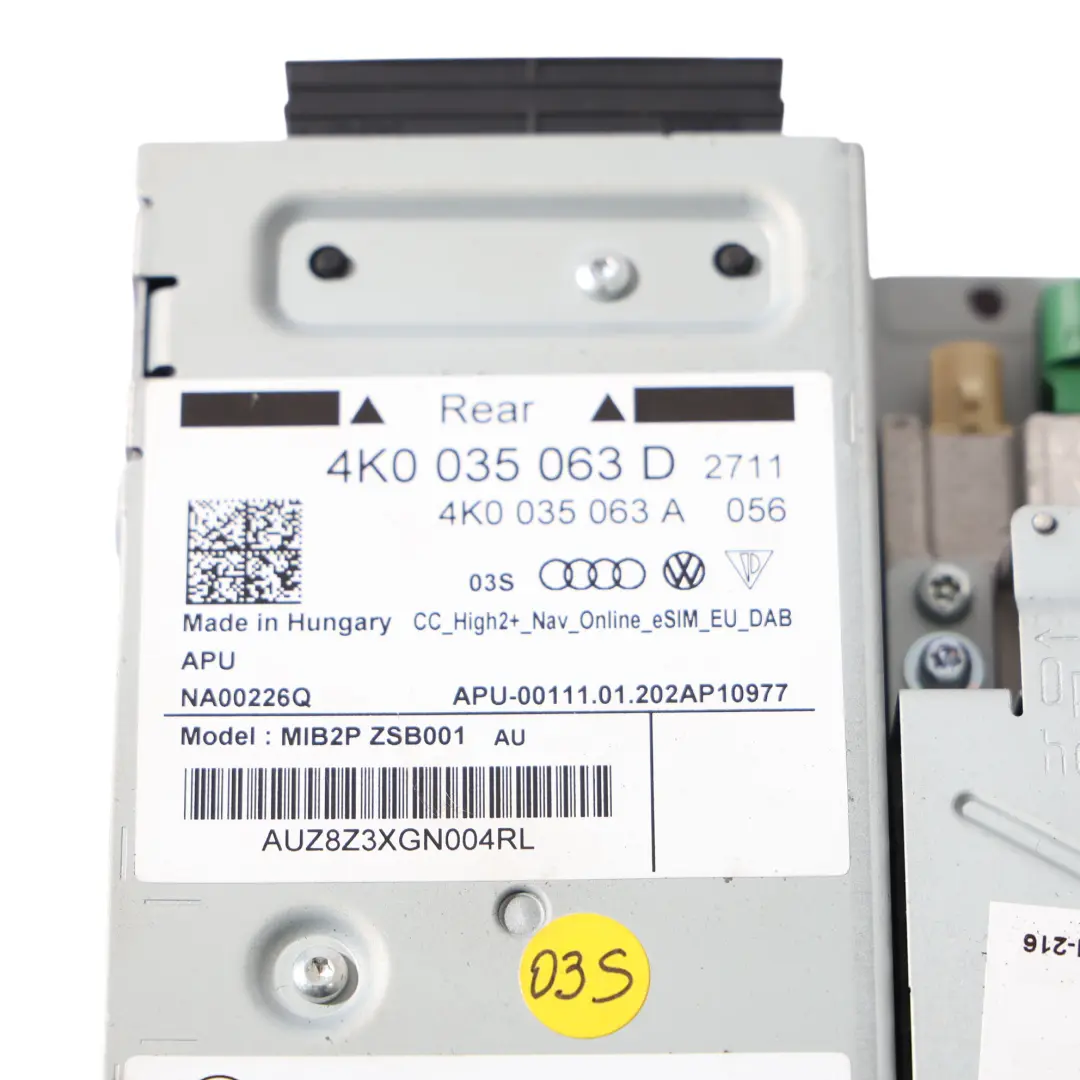 MIB2 Unità Principale Di Controllo Radio Di Navigazione per Audi A6 C8 con numero di parte 4K0035063D Audi A6 C8 MIB2 Unità Principale Di Controllo Radio Di Navigazione - SKU 4K0035063D - Numero di parte 4K0035063D