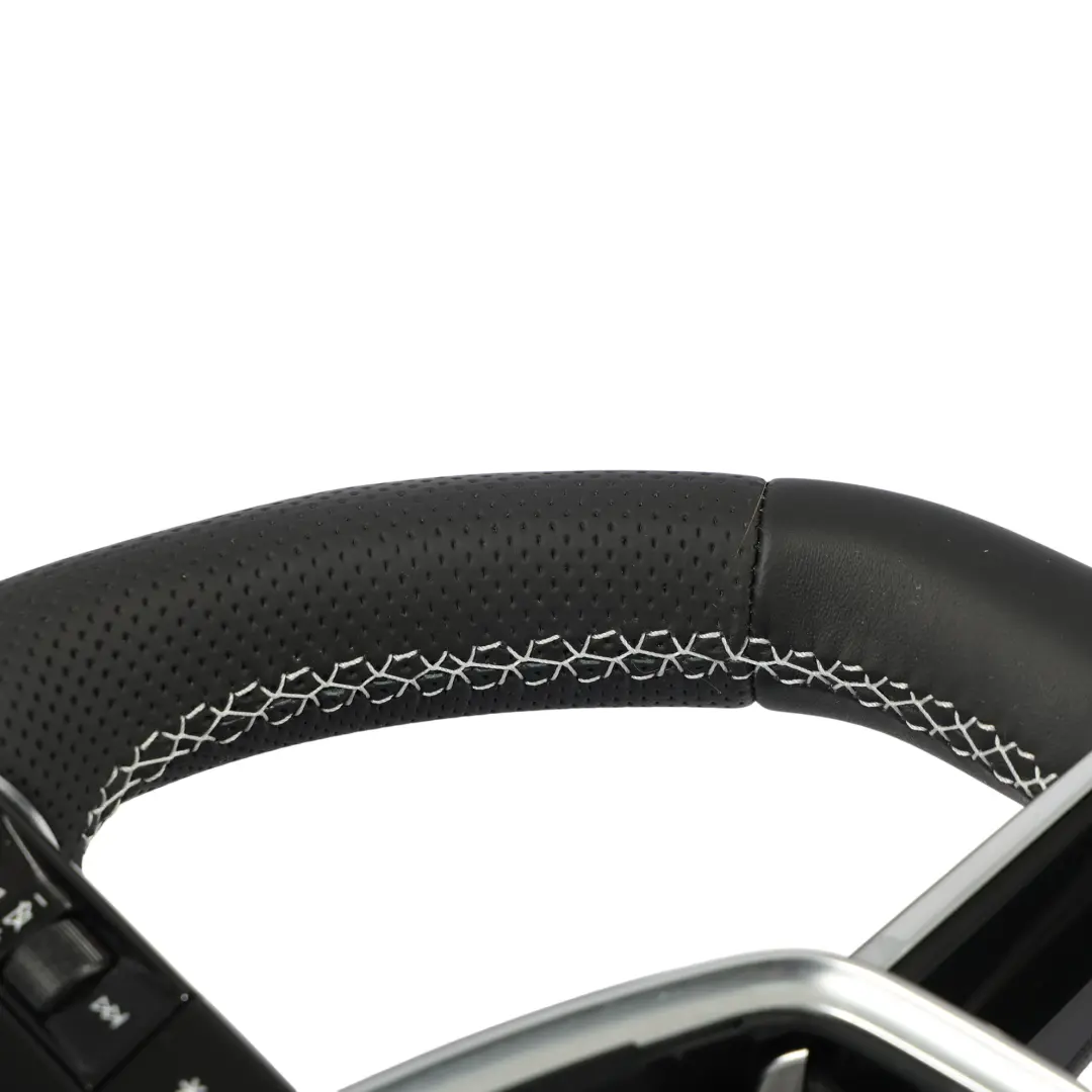 Steering Wheel NEW Black Leather Flat Bottom White Thread to Audi A6 C8 with Part number 4K0419091N Audi A6 C8 Steering Wheel NEW Black Leather Flat Bottom White Thread - SKU 4K0419091N-1 - Part number 4K0419091N