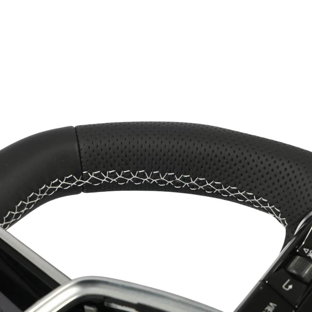 Steering Wheel NEW Black Leather Flat Bottom White Thread to Audi A6 C8 with Part number 4K0419091N Audi A6 C8 Steering Wheel NEW Black Leather Flat Bottom White Thread - SKU 4K0419091N-1 - Part number 4K0419091N