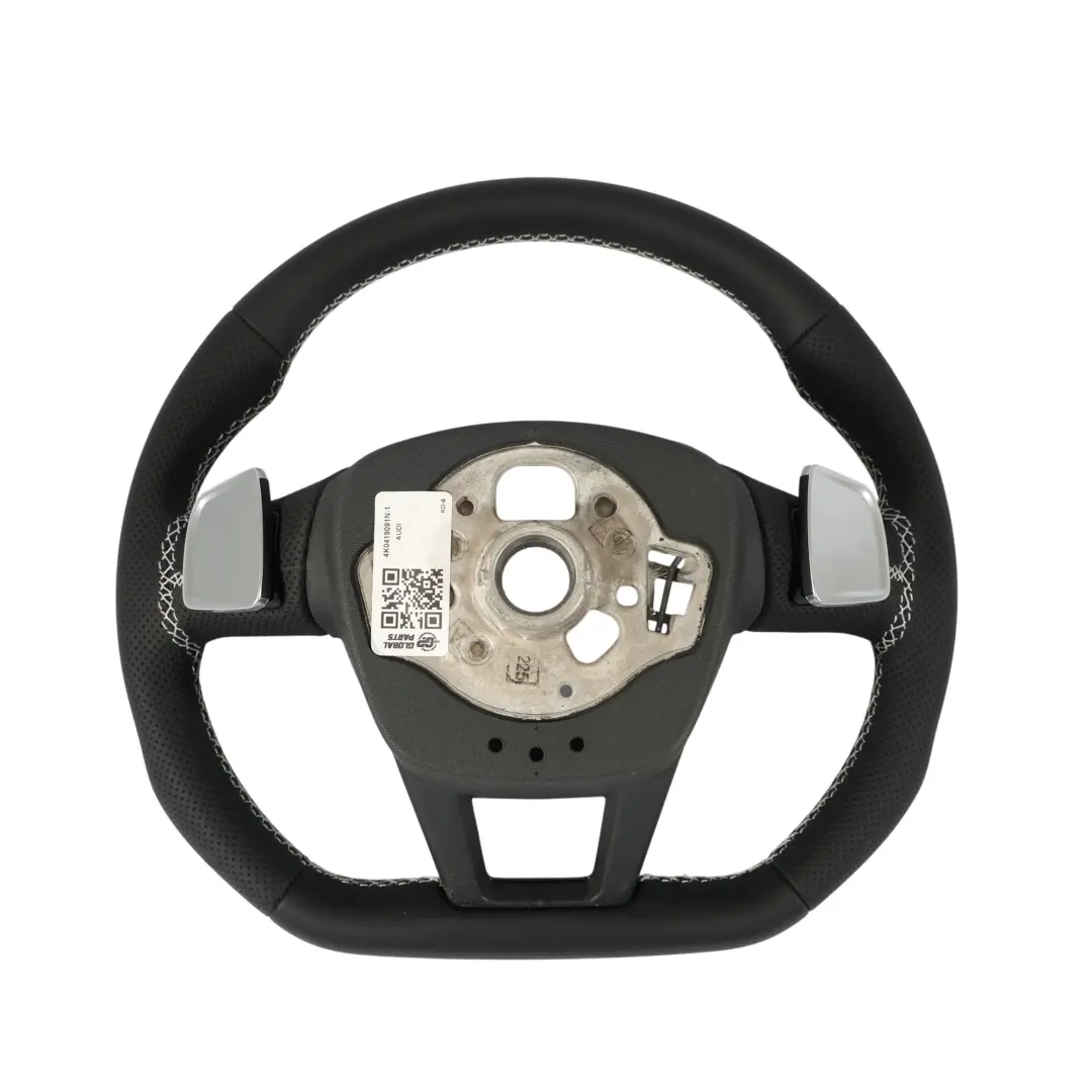 Lenkrad NEU Schwarzes Leder Flacher Boden Weißes Gewinde für Audi A6 C8 mit Teilenummer 4K0419091N Audi A6 C8 Lenkrad NEU Schwarzes Leder Flacher Boden Weißes Gewinde - SKU 4K0419091N-1 - Teilenummer 4K0419091N