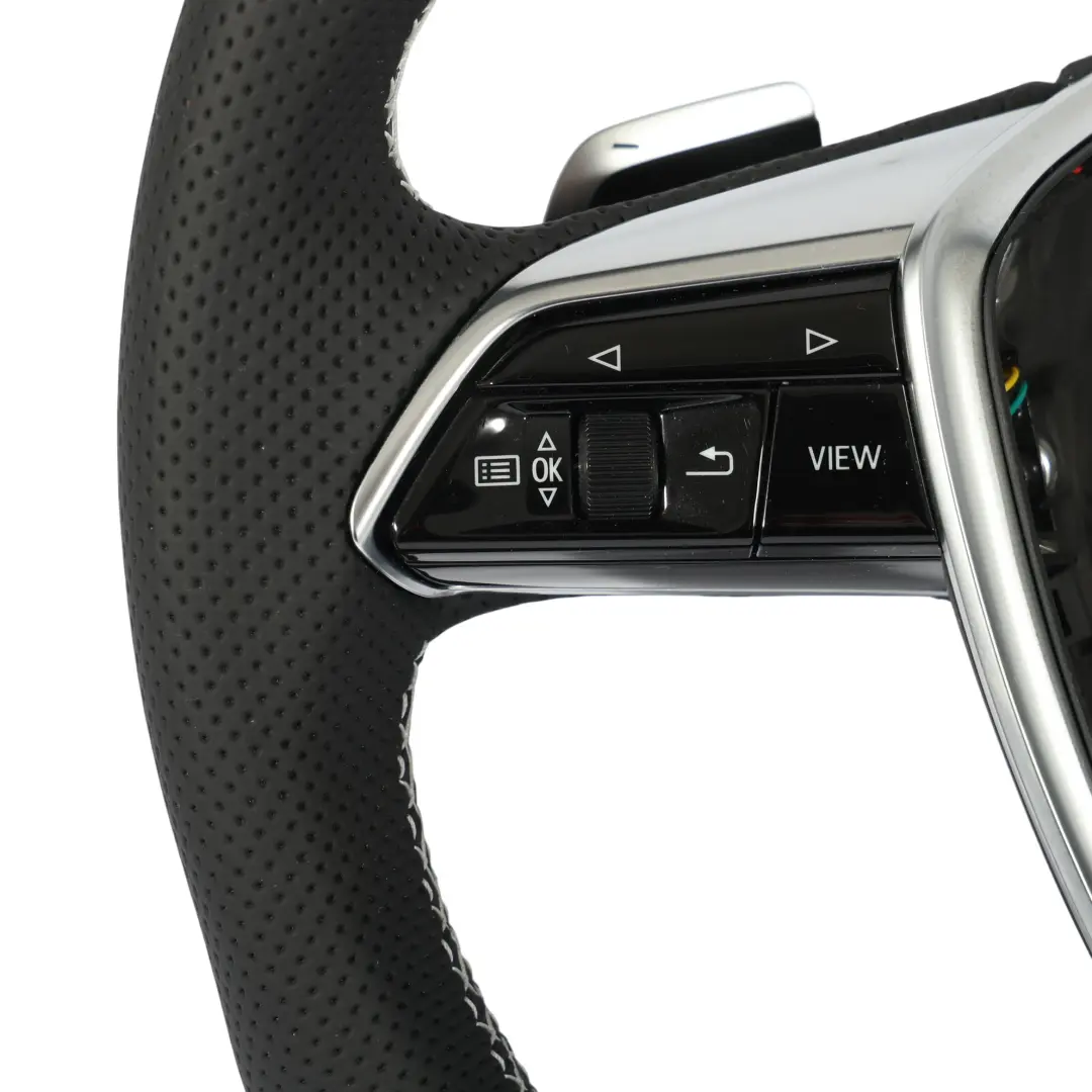 Audi A6 C8 Volant NEUF En Cuir Noir Fond Plat Coutures Blanches - SKU 4K0419091N-1 - Numéro de pièce 4K0419091N