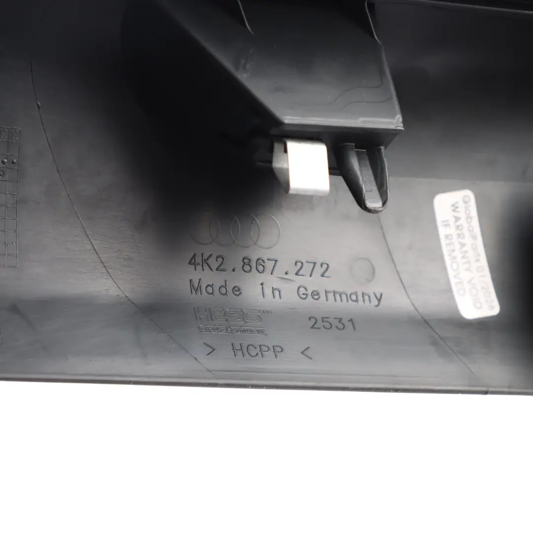 A-Pillar Lower Trim Cover Panel Right O/S Soul Black to Audi A6 C8 with Part number 4K2867272 Audi A6 C8 A-Pillar Lower Trim Cover Panel Right O/S Soul Black - SKU 4K2867272 - Part number 4K2867272