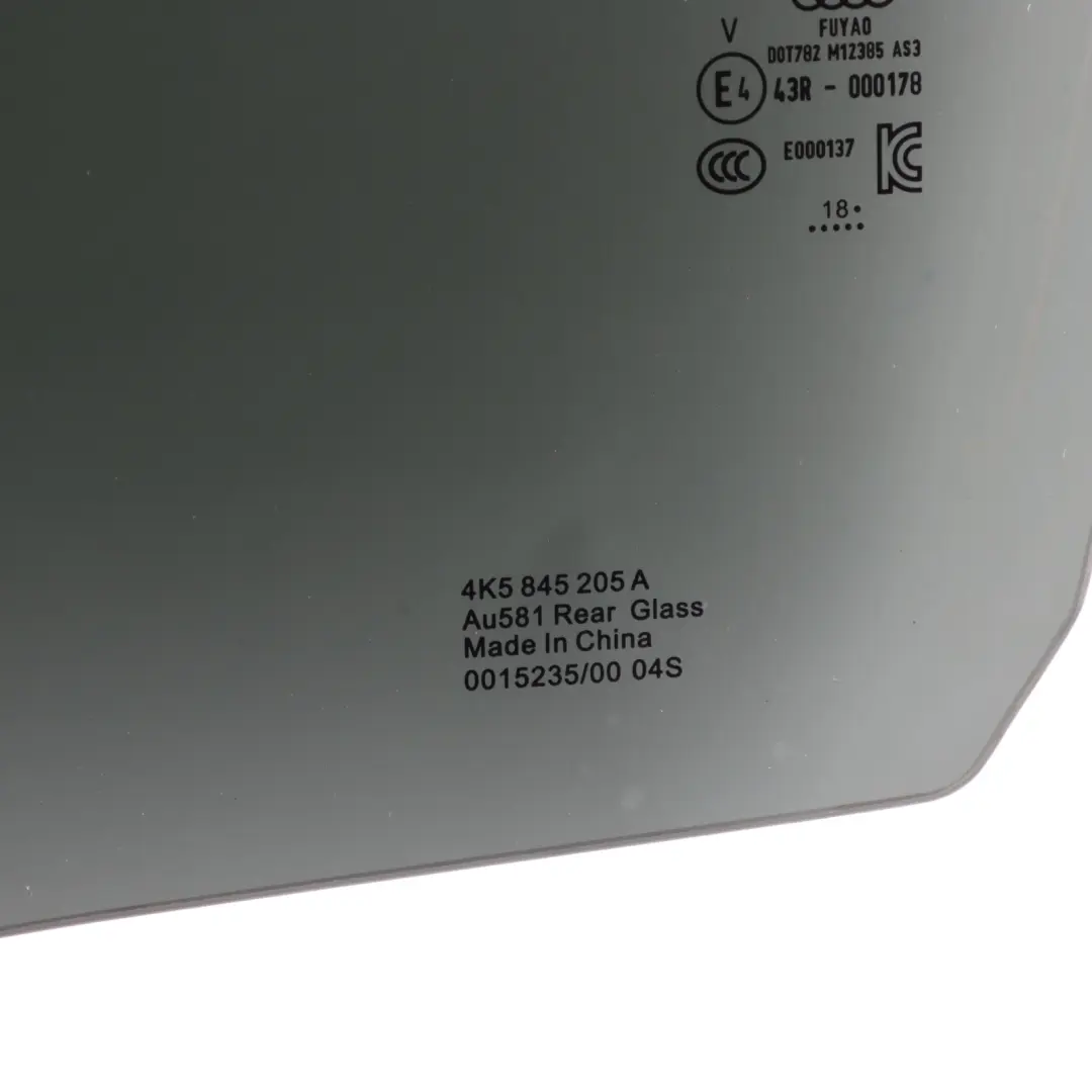 Door Window Rear Left N/S Tinted Glass to Audi A6 C8 with Part number 4K5845205A Audi A6 C8 Door Window Rear Left N/S Tinted Glass - SKU 4K5845205A - Part number 4K5845205A